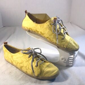 Coach Yellow Women's CC Canvas Espadrille Lace Up Sneaker Flat Shoes